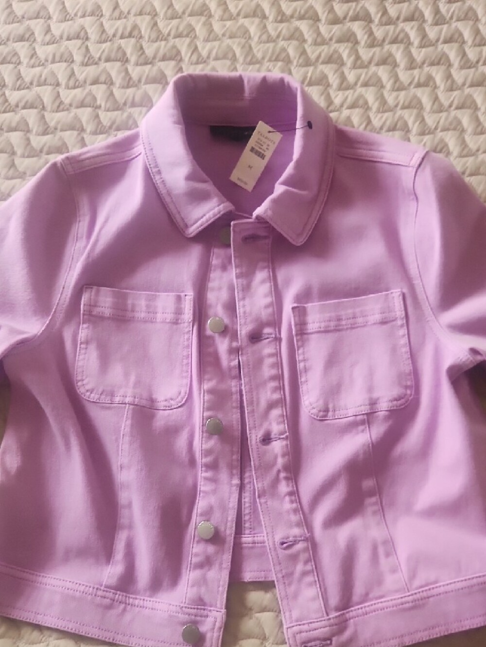 Talbots Lavender Short Sleeve Crop Jacket - Picture 5 of 9